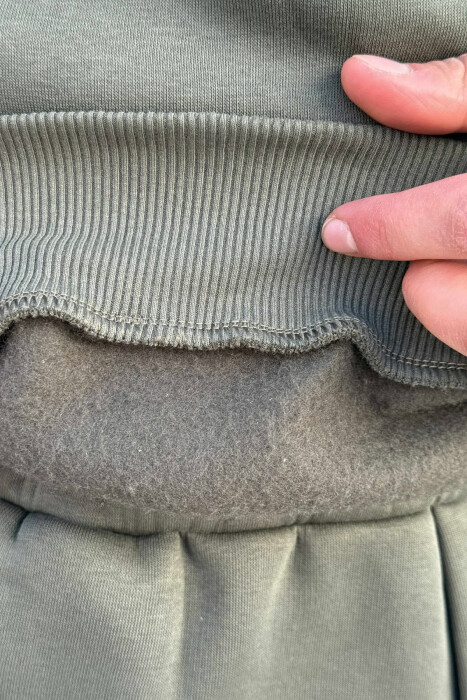 ONE COLOR FLUFFY SWEATSHIRT+JOGGERS MEN SET OLIVE/ULLI - 3