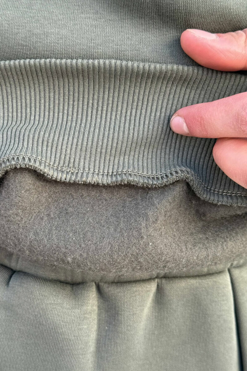 ONE COLOR FLUFFY SWEATSHIRT+JOGGERS MEN SET OLIVE/ULLI - 3