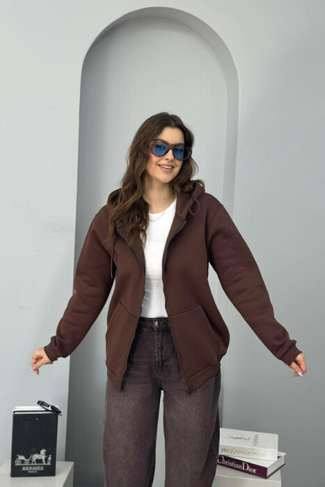 XHAKETE PAMBUKU NJE NGJYRESHE ME PUSH PER FEMRA NE NGJYRE KAFE - KLAUDIO FASHION