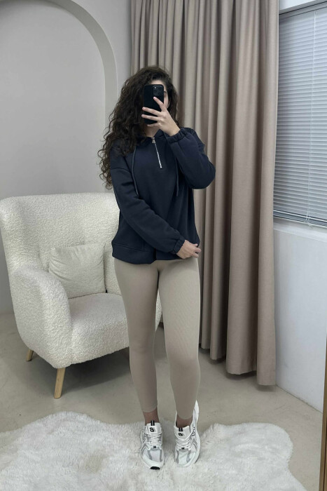 ONE COLOR FLUFFY WOMEN HOODIE DARK GREY/GEE - 5