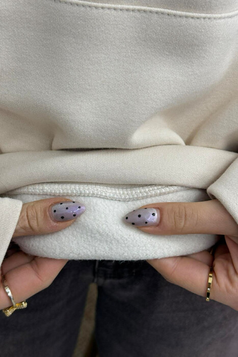 ONE COLOR FLUFFY WOMEN HOODIE LIGHT BEIGE/BZHZB - 5