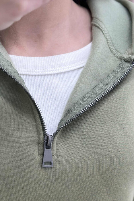 ONE COLOR FLUFFY WOMEN HOODIE OLIVE/ULLI - 5