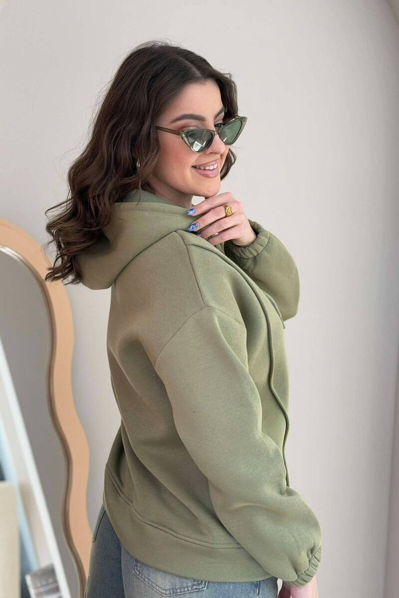 ONE COLOR FLUFFY WOMEN HOODIE OLIVE/ULLI - 4