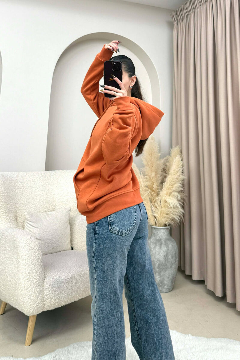 ONE COLOR FLUFFY WOMEN HOODIE ORANGE/PORTOKALLI - 4
