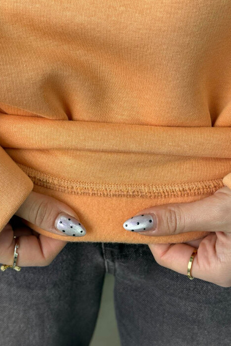 ONE COLOR FLUFFY WOMEN HOODIE ORANGE/PORTOKALLI - 4