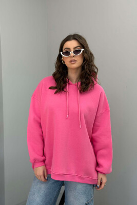 ONE COLOR FLUFFY WOMEN HOODIE PINK/ROZE 