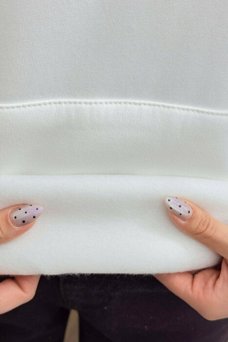 ONE COLOR FLUFFY WOMEN HOODIE WHITE-E BARDHE - 5