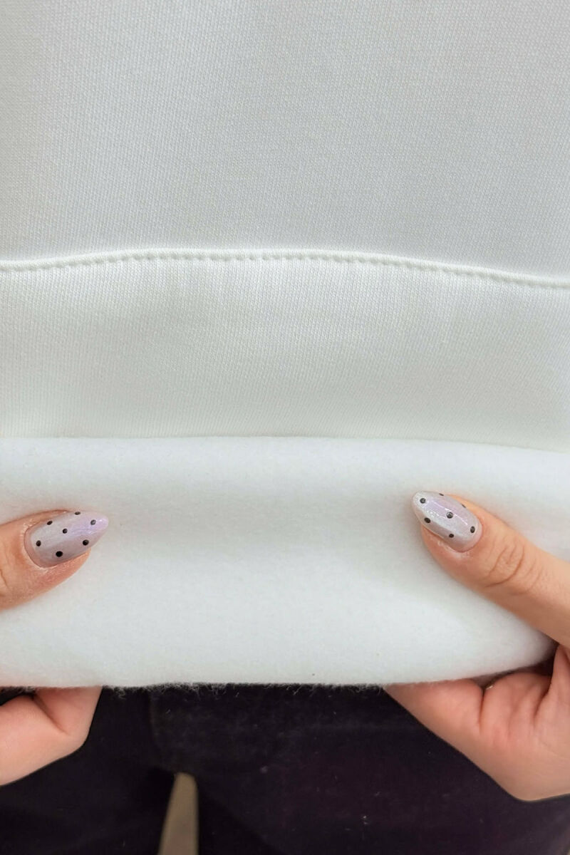 ONE COLOR FLUFFY WOMEN HOODIE WHITE-E BARDHE - 5