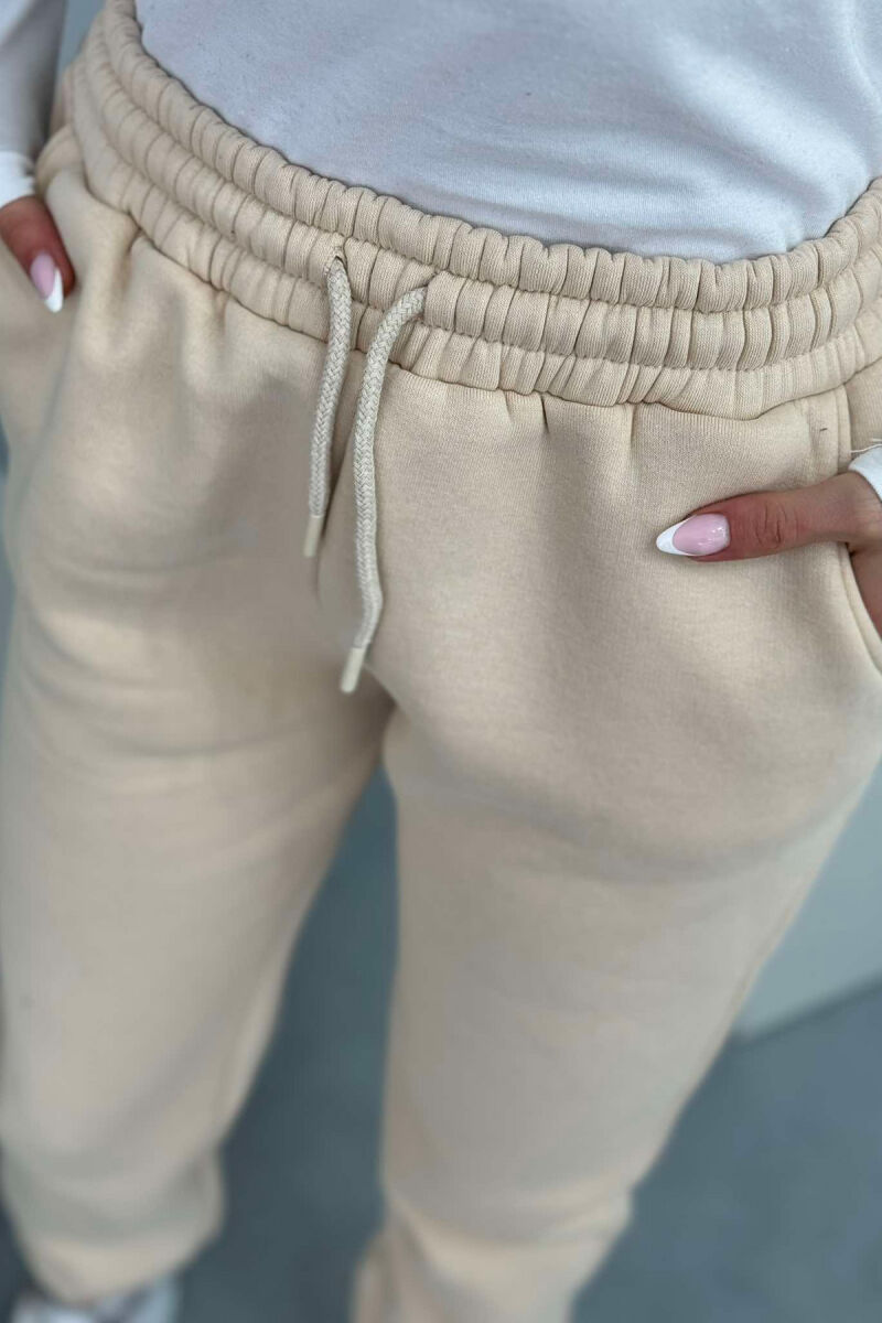 ONE COLOR FLUFFY WOMEN JOGGERS BEIGE/BEZHE - 2