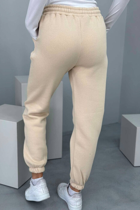 ONE COLOR FLUFFY WOMEN JOGGERS BEIGE/BEZHE - 5