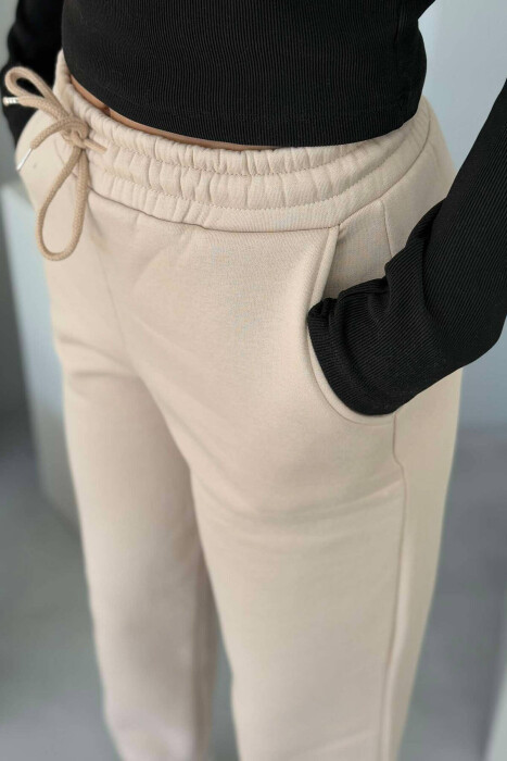 ONE COLOR FLUFFY WOMEN JOGGERS BEIGE/BEZHE - 5