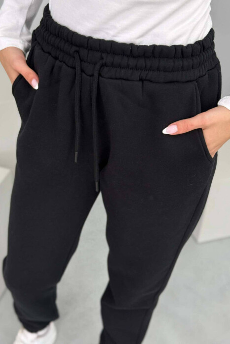 ONE COLOR FLUFFY WOMEN JOGGERS BLACK/ E ZEZE - 2