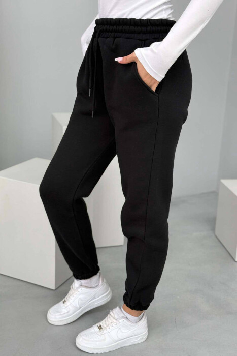 ONE COLOR FLUFFY WOMEN JOGGERS BLACK/ E ZEZE - 4