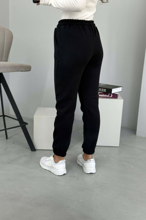 ONE COLOR FLUFFY WOMEN JOGGERS BLACK/ E ZEZE - 4