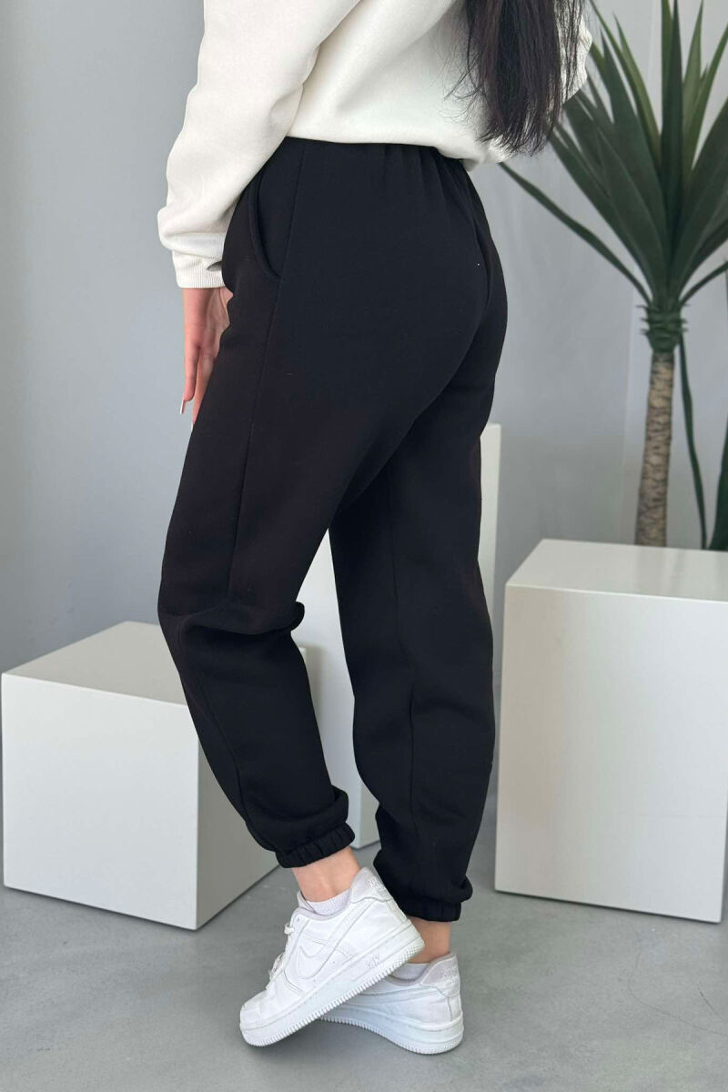 ONE COLOR FLUFFY WOMEN JOGGERS BLACK/ E ZEZE - 5