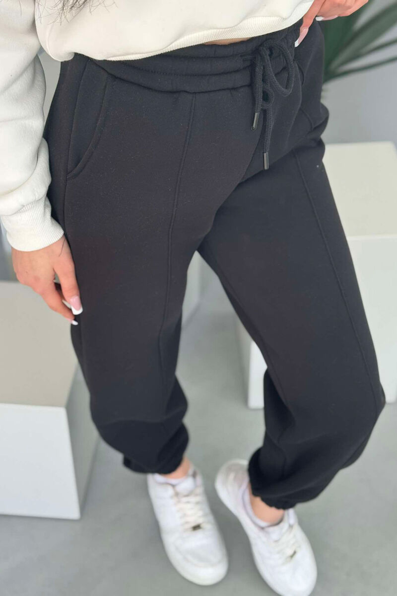 ONE COLOR FLUFFY WOMEN JOGGERS BLACK/ E ZEZE - 7