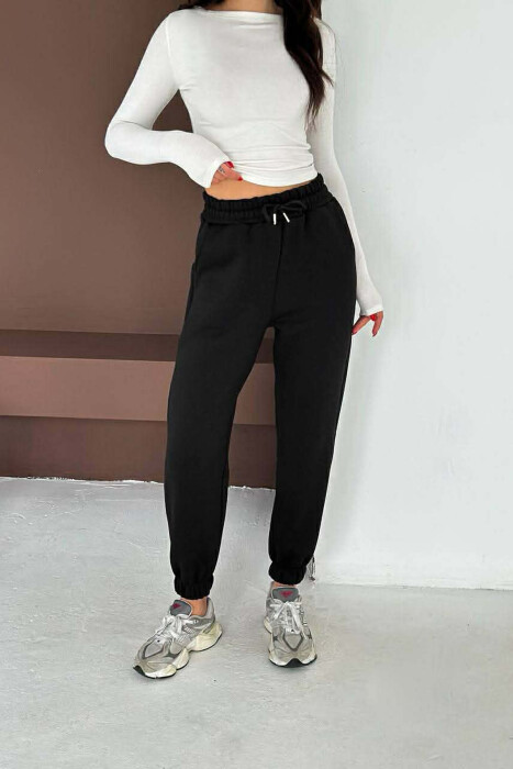 ONE COLOR FLUFFY WOMEN JOGGERS BLACK/ E ZEZE - 3