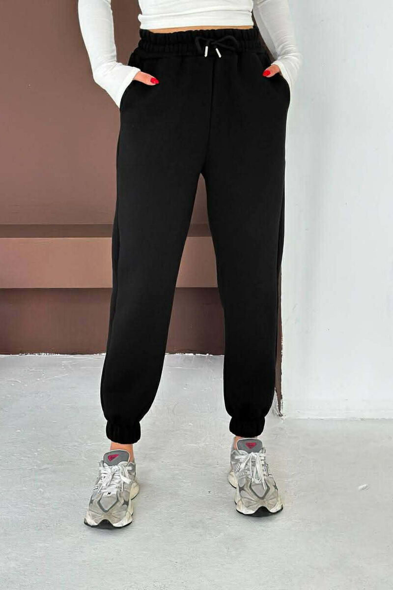 ONE COLOR FLUFFY WOMEN JOGGERS BLACK/ E ZEZE - 4