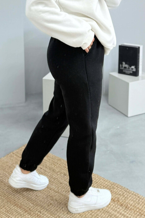 ONE COLOR FLUFFY WOMEN JOGGERS BLACK/ E ZEZE - 3