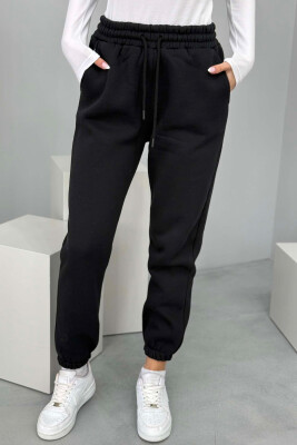 ONE COLOR FLUFFY WOMEN JOGGERS BLACK/ E ZEZE 