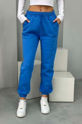 ONE COLOR FLUFFY WOMEN JOGGERS BLUE/BLU 