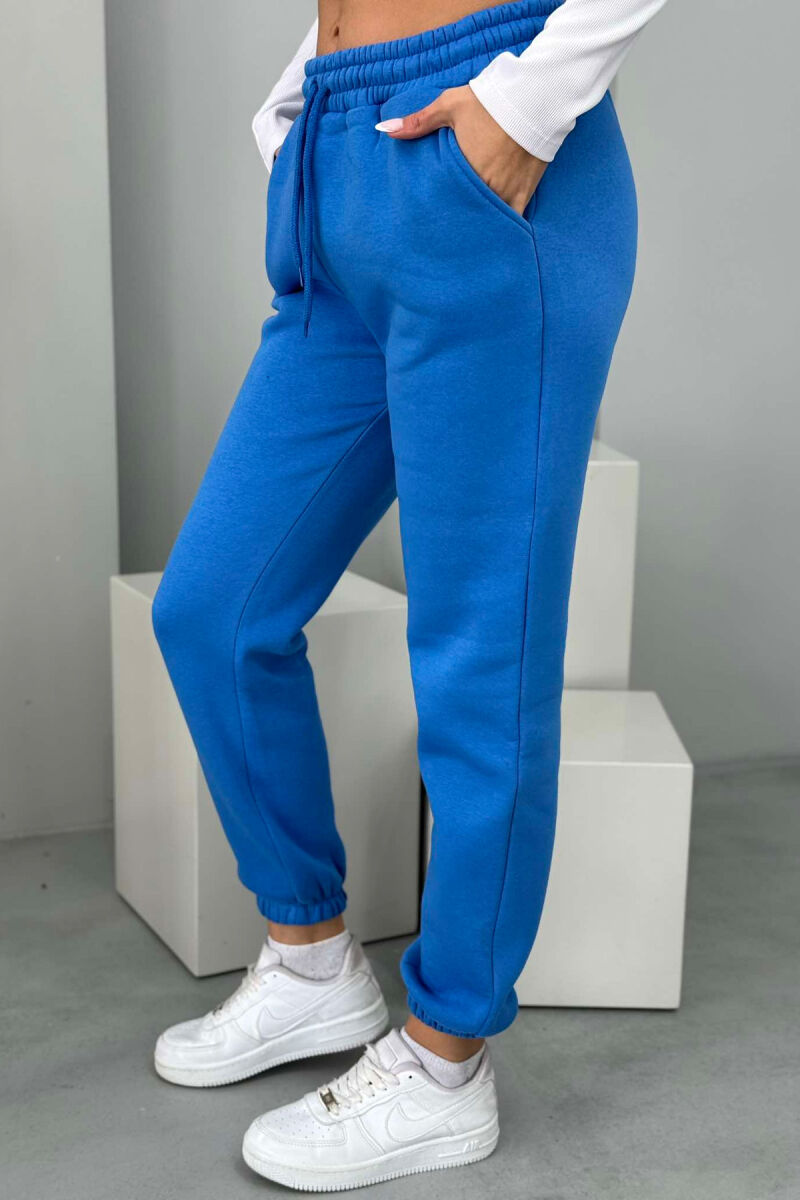 ONE COLOR FLUFFY WOMEN JOGGERS BLUE/BLU - 2