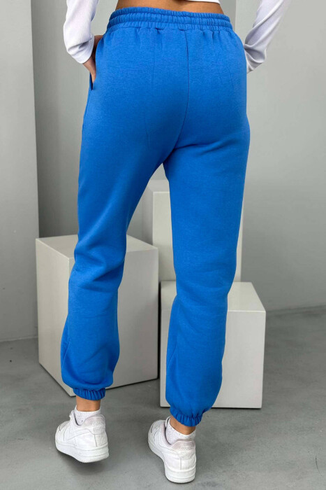 ONE COLOR FLUFFY WOMEN JOGGERS BLUE/BLU - 3