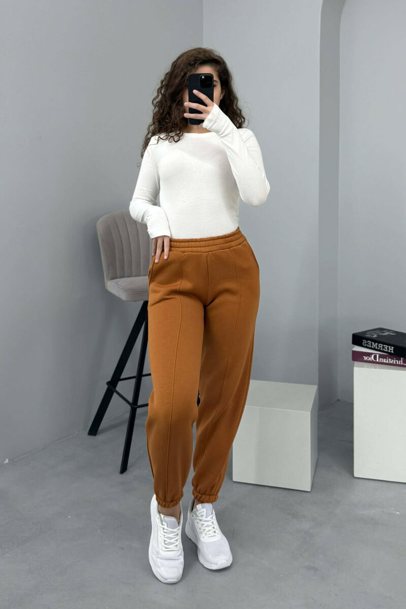 ONE COLOR FLUFFY WOMEN JOGGERS BRICK/TULLE - 1