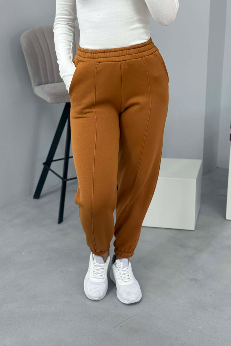 ONE COLOR FLUFFY WOMEN JOGGERS BRICK/TULLE - 2