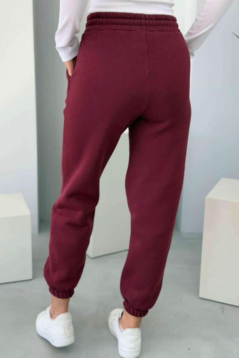 ONE COLOR FLUFFY WOMEN JOGGERS BURGUNDY/VISHNJE - 4