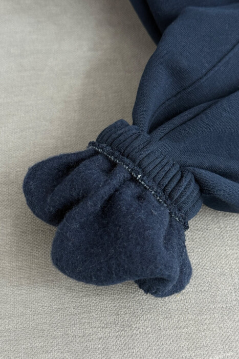 ONE COLOR FLUFFY WOMEN JOGGERS DARK BLUE/BEE - 4