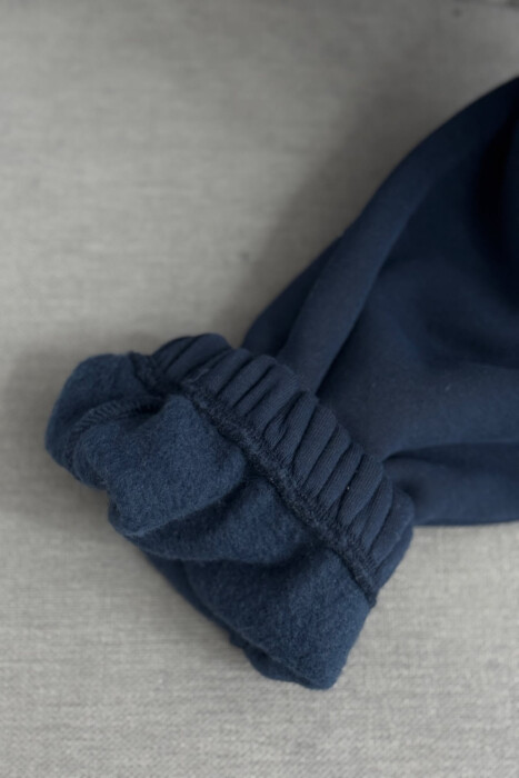 ONE COLOR FLUFFY WOMEN JOGGERS DARK BLUE/BEE - 5