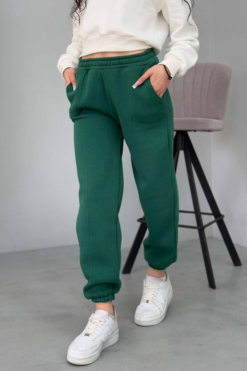 ONE COLOR FLUFFY WOMEN JOGGERS GREEN/JESHILE - 3