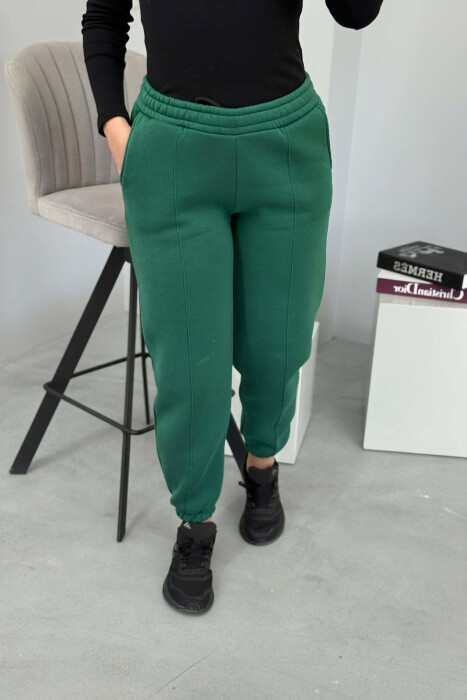 ONE COLOR FLUFFY WOMEN JOGGERS GREEN/JESHILE - 4