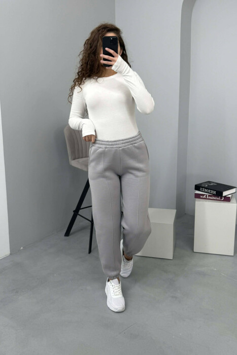 ONE COLOR FLUFFY WOMEN JOGGERS GREY ASH/GRI HIRI 