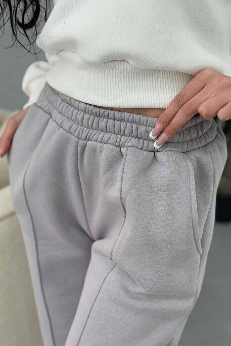 ONE COLOR FLUFFY WOMEN JOGGERS GREY ASH/GRI HIRI - 3