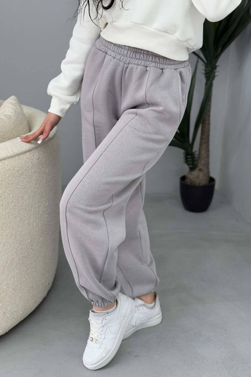 ONE COLOR FLUFFY WOMEN JOGGERS GREY ASH/GRI HIRI - 4