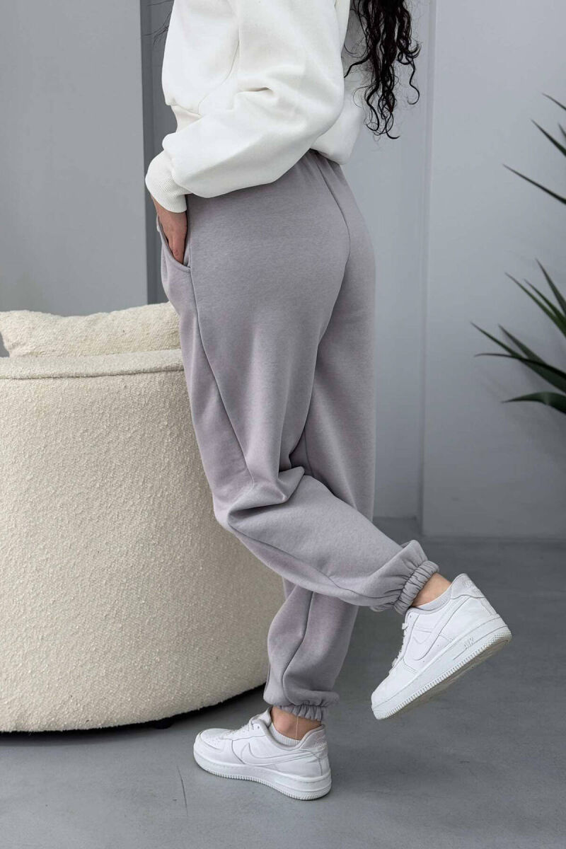 ONE COLOR FLUFFY WOMEN JOGGERS GREY ASH/GRI HIRI - 5