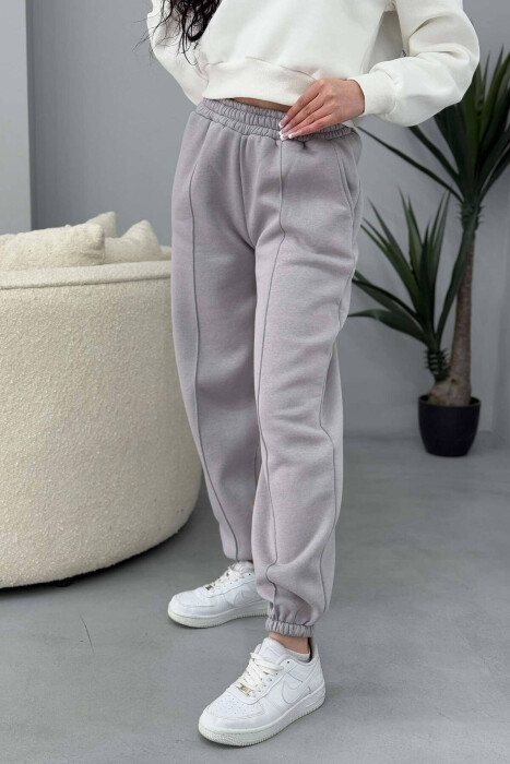 ONE COLOR FLUFFY WOMEN JOGGERS GREY ASH/GRI HIRI - 6