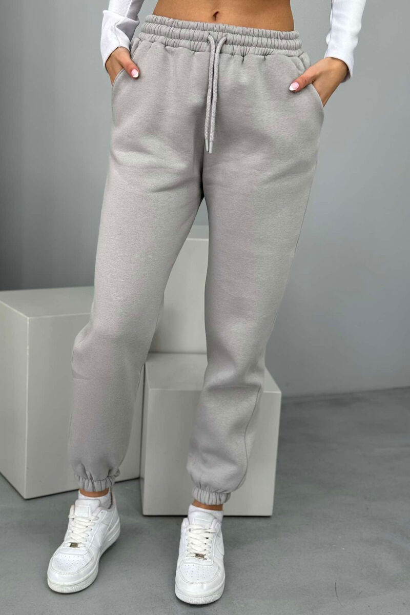 ONE COLOR FLUFFY WOMEN JOGGERS GREY ASH/GRI HIRI - 1