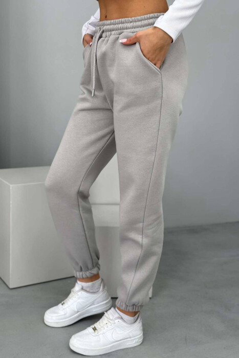 ONE COLOR FLUFFY WOMEN JOGGERS GREY ASH/GRI HIRI - 3