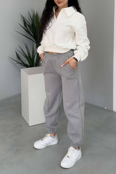 ONE COLOR FLUFFY WOMEN JOGGERS GREY-GREY/GG 