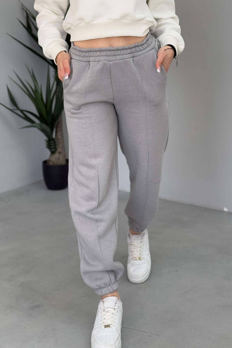 ONE COLOR FLUFFY WOMEN JOGGERS GREY-GREY/GG - 5