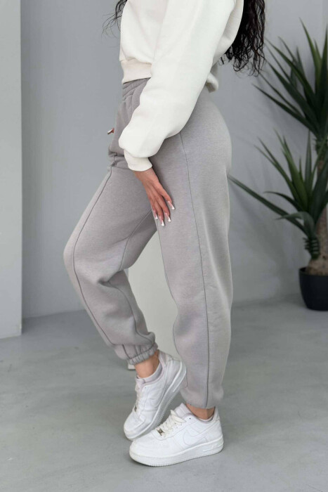 ONE COLOR FLUFFY WOMEN JOGGERS GREY/GRI - 4