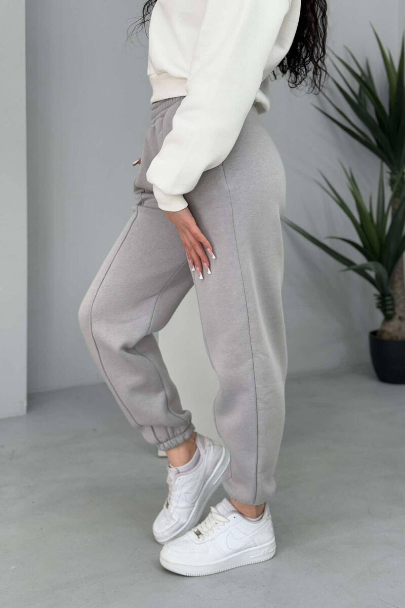 ONE COLOR FLUFFY WOMEN JOGGERS GREY/GRI - 4