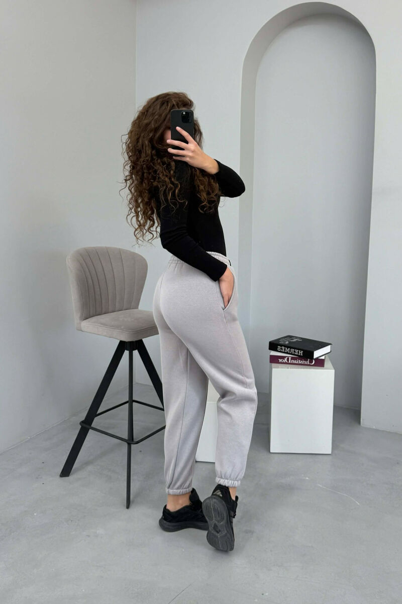 ONE COLOR FLUFFY WOMEN JOGGERS GREY/GRI - 3