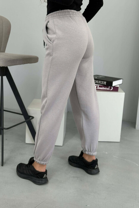 ONE COLOR FLUFFY WOMEN JOGGERS GREY/GRI - 5