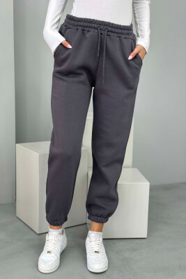 ONE COLOR FLUFFY WOMEN JOGGERS GREY-PURPLE/GRLE 