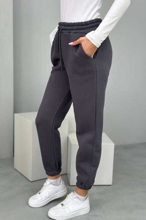 ONE COLOR FLUFFY WOMEN JOGGERS GREY-PURPLE/GRLE - 2