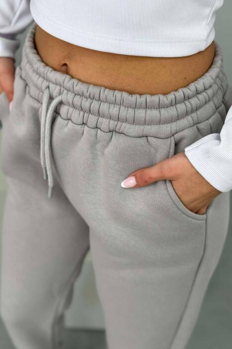 ONE COLOR FLUFFY WOMEN JOGGERS GREY/GRI - 3